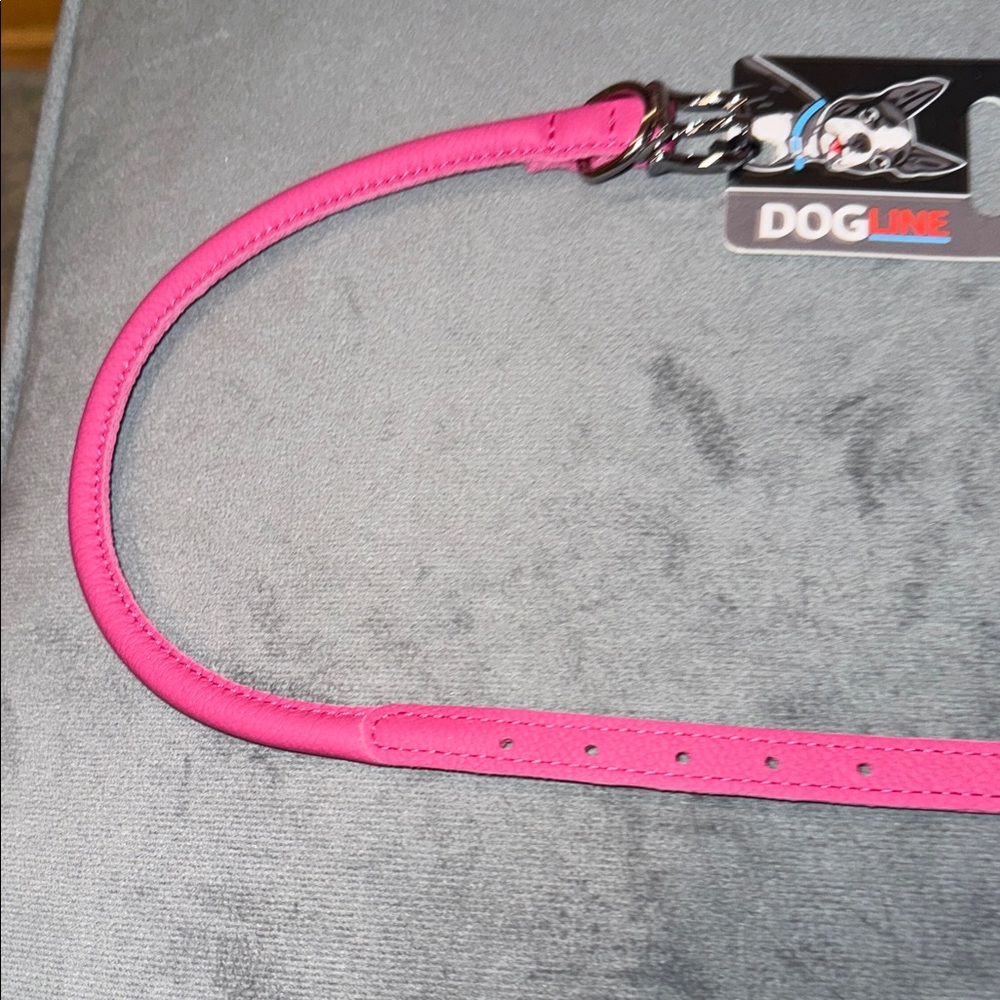 Dogline Soft Round Leather Pink Dog Collar